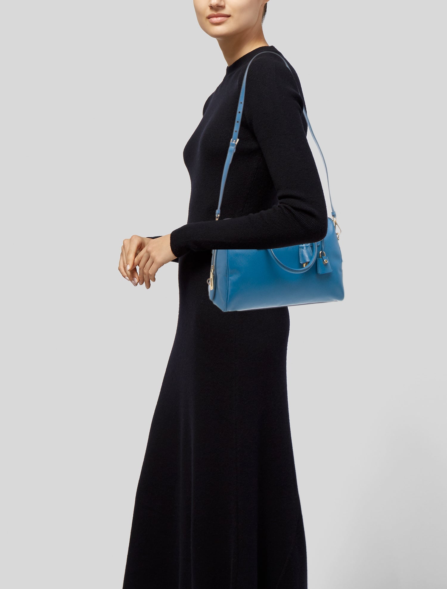 Prada Enameled Metal Triangle Top Handle Bag