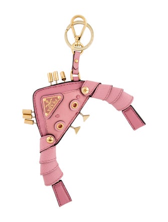 Prada Ostrich Leather Crab Charm Keychain