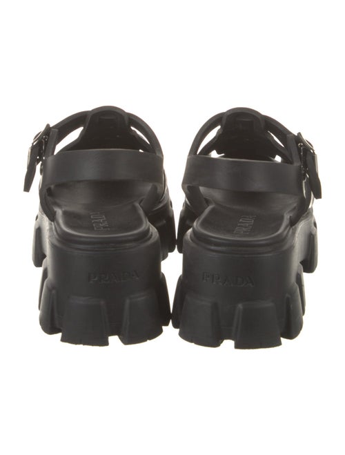 Prada Enameled Metal Triangle Rubber Gladiator Sandals