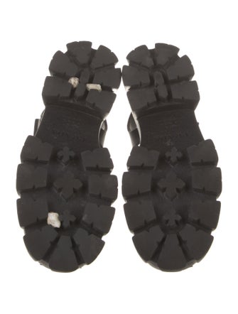 Prada Enameled Metal Triangle Rubber Gladiator Sandals