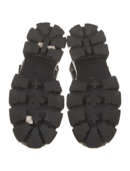 Prada Enameled Metal Triangle Rubber Gladiator Sandals