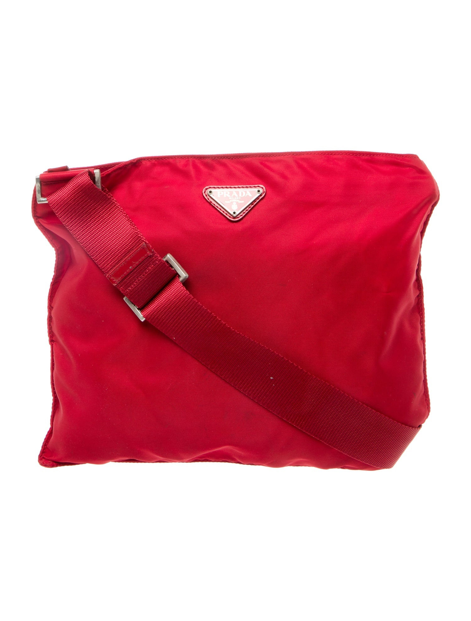 Prada Enameled Metal Triangle Messenger Bag