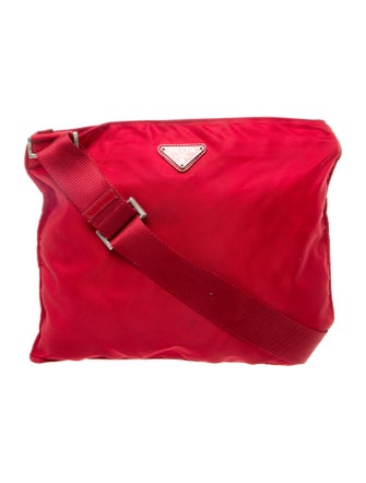 Prada Enameled Metal Triangle Messenger Bag