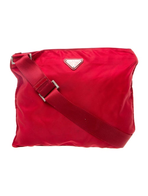 Prada Enameled Metal Triangle Messenger Bag