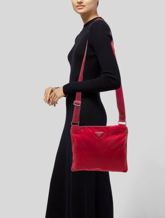 Prada Enameled Metal Triangle Messenger Bag