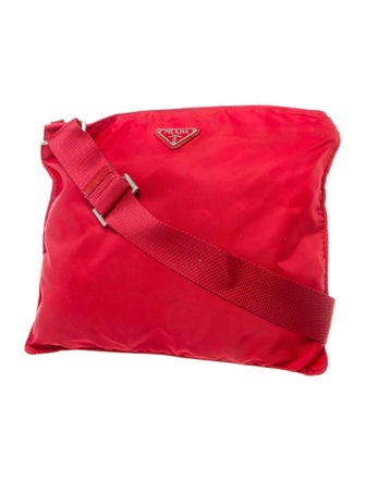 Prada Enameled Metal Triangle Messenger Bag