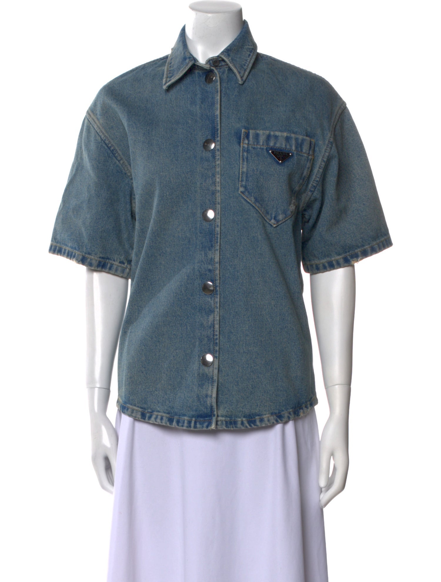 Prada 2023 Short Sleeve Button-Up Top