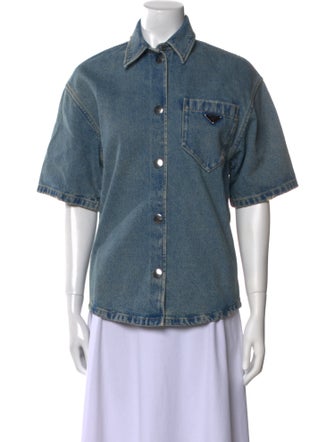 Prada 2023 Short Sleeve Button-Up Top