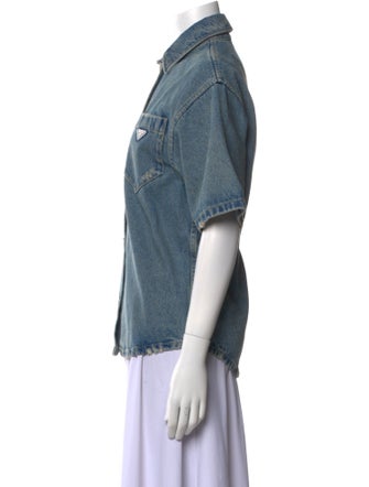 Prada 2023 Short Sleeve Button-Up Top