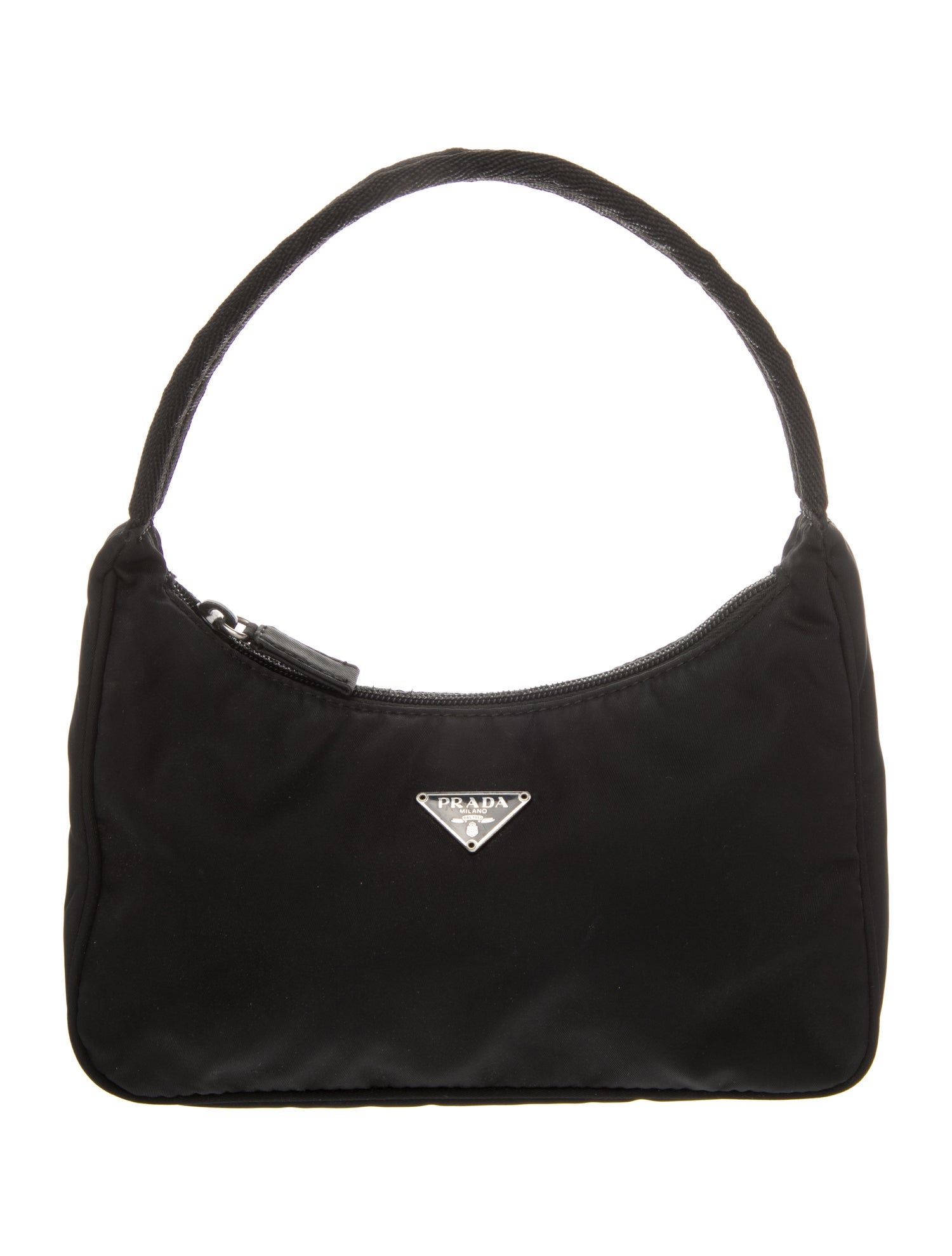 Prada Enameled Metal Triangle Top Handle Bag