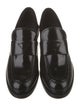Prada Enameled Metal Triangle Leather Loafers