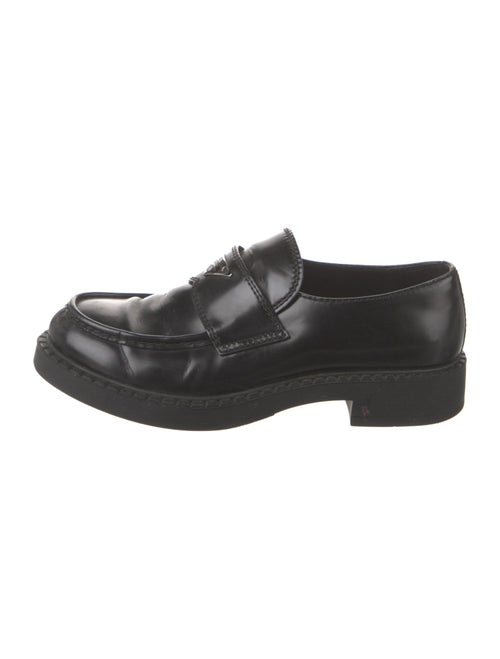 Prada Enameled Metal Triangle Patent Leather Dress Loafers