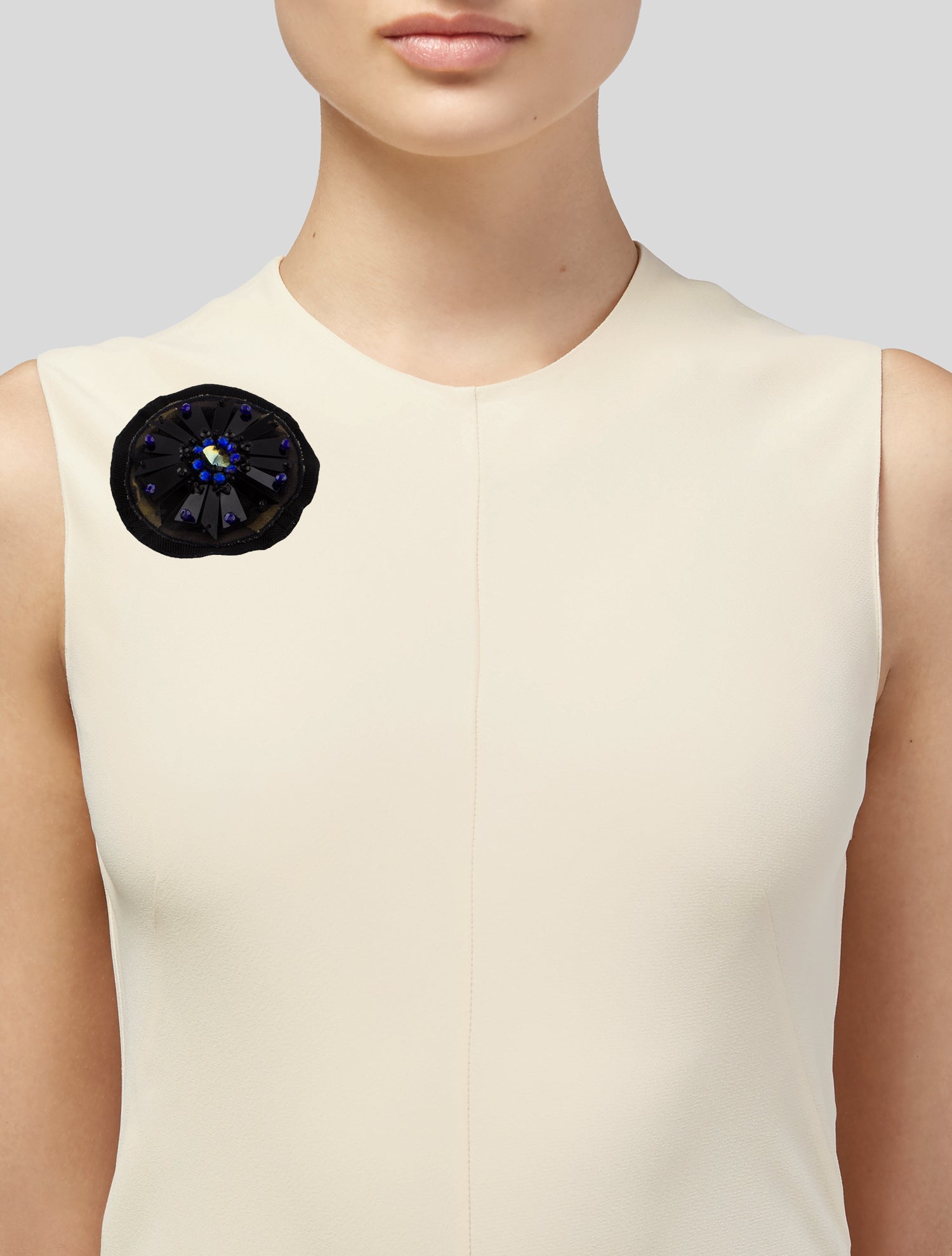 Prada Crystal & Fabric Pin Brooch