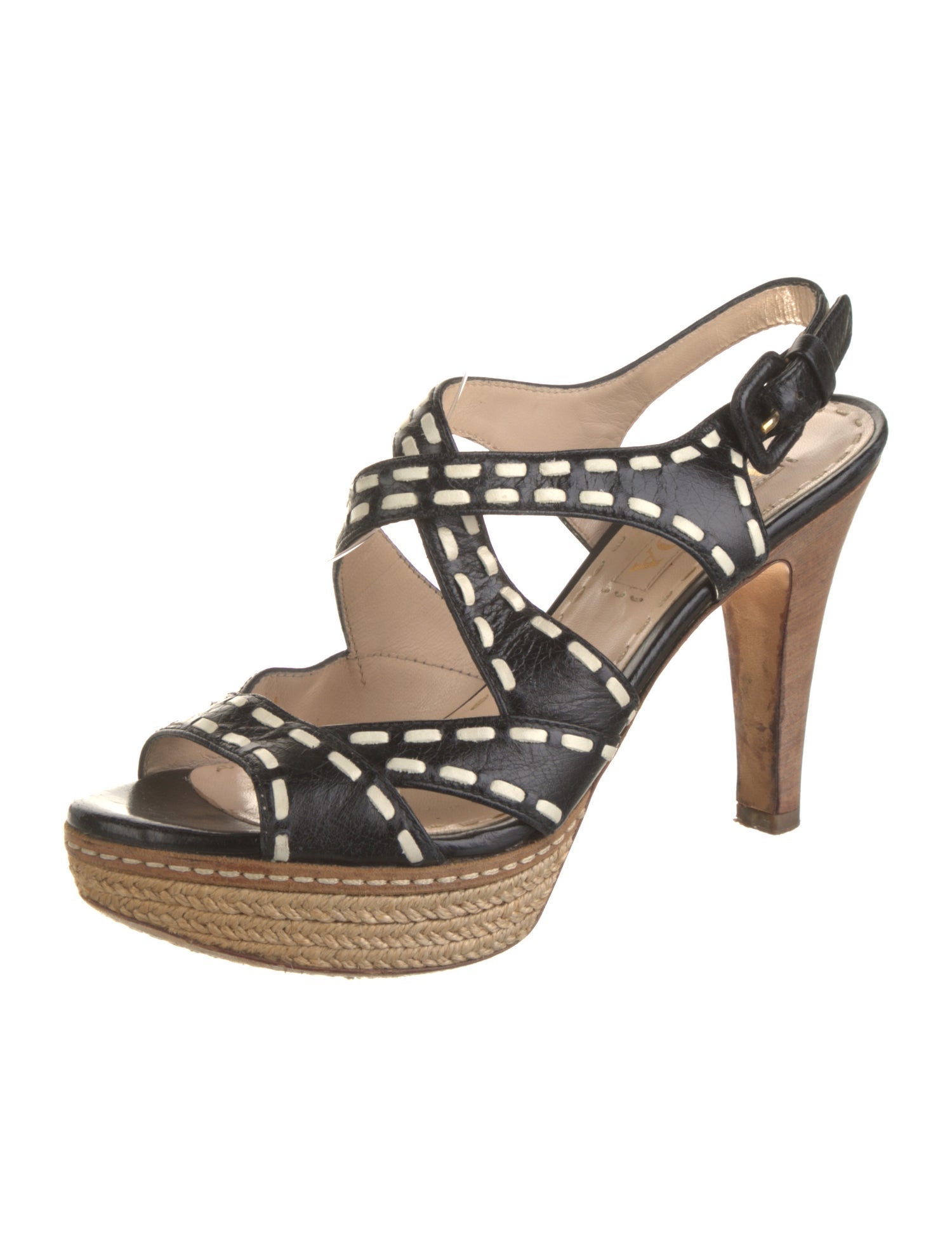 Prada Leather Slingback Sandals