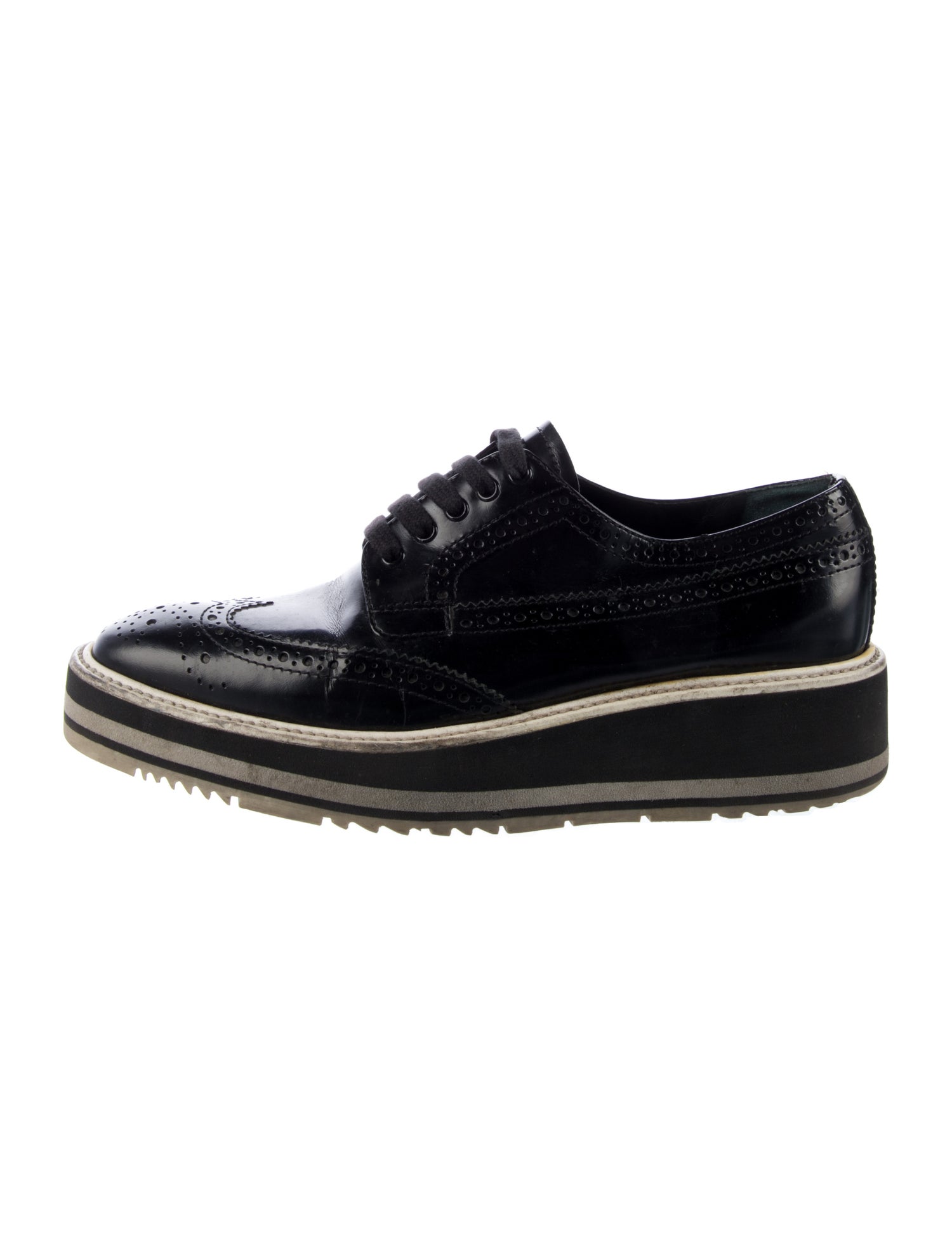 Prada Patent Leather Eyelet Trim Oxfords
