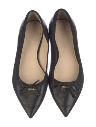 Prada Leather Bow Accents Ballet Flats
