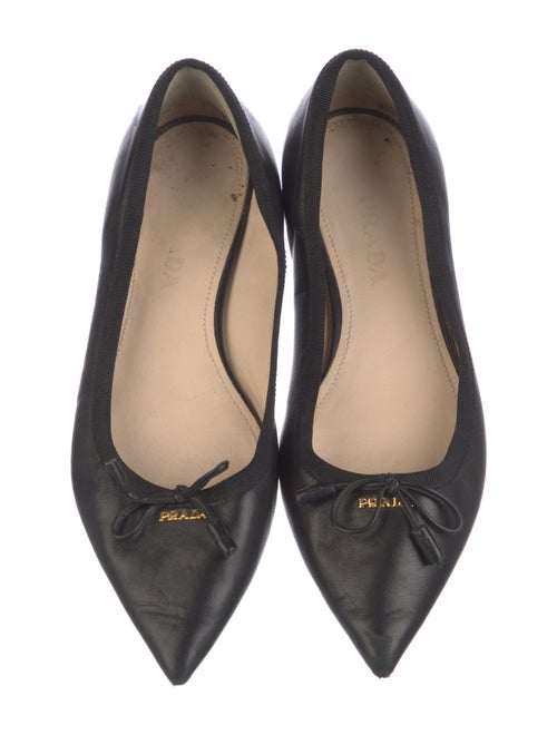 Prada Leather Bow Accents Ballet Flats