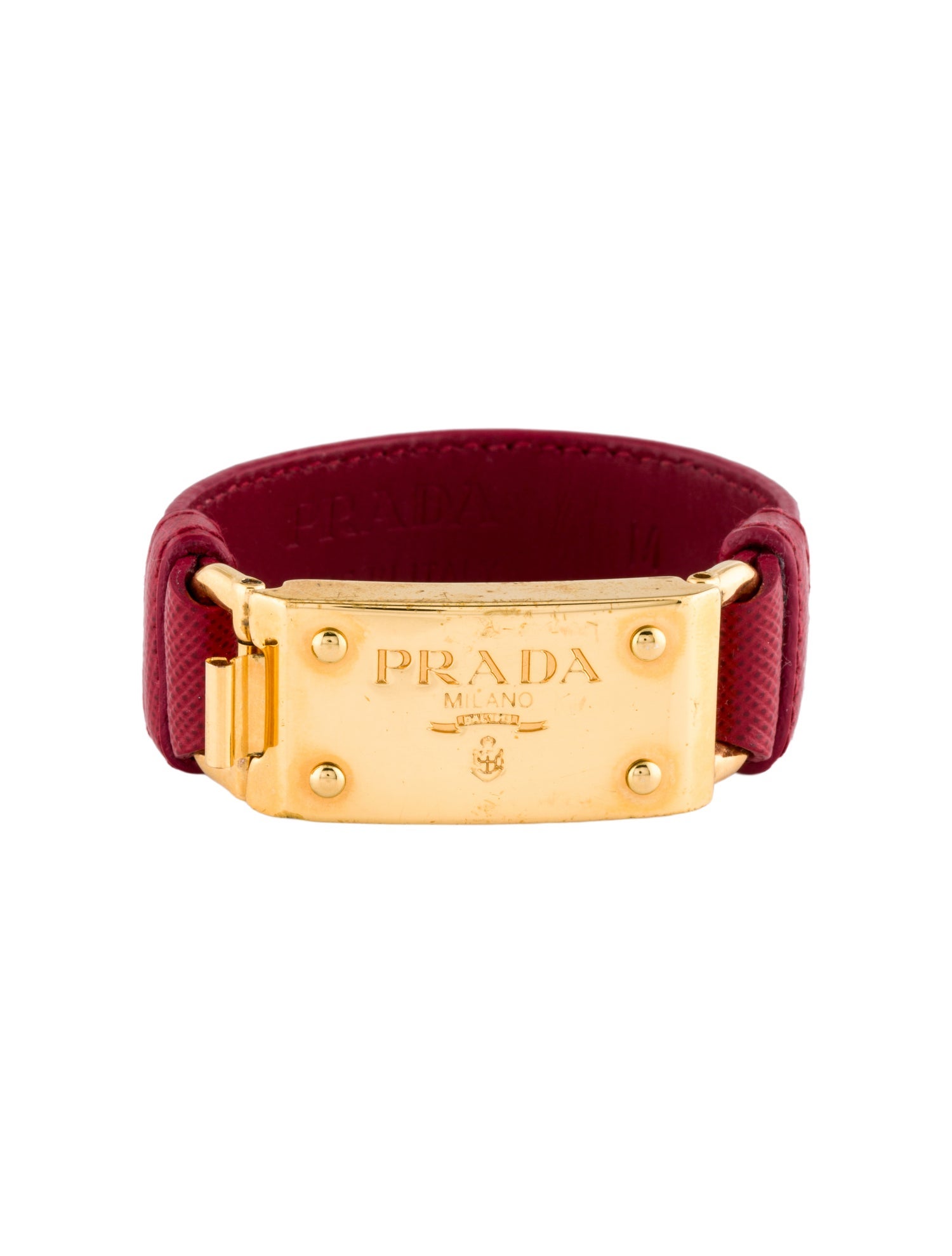 Prada Leather Buckle Wrap Bracelet