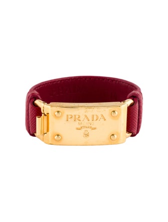Prada Leather Buckle Wrap Bracelet