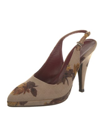 Prada Floral Print Slingback Pumps