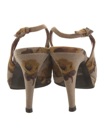 Prada Floral Print Slingback Pumps
