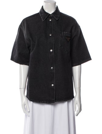 Prada 2022 Short Sleeve Button-Up Top