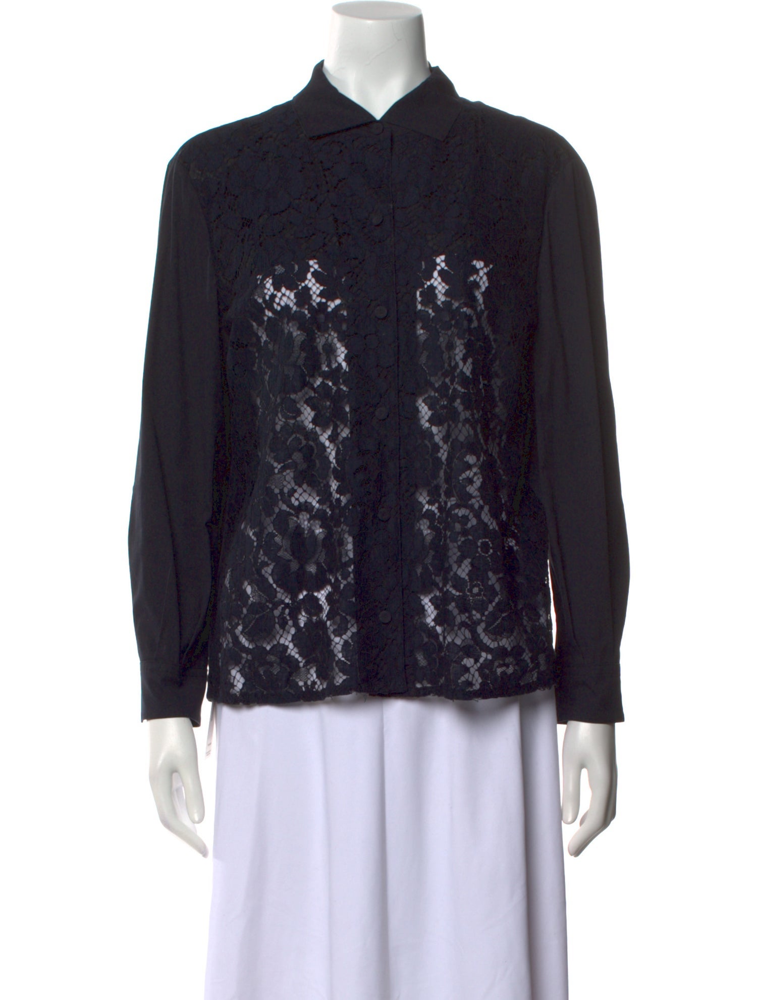 Prada 2016 Lace Pattern Button-Up Top