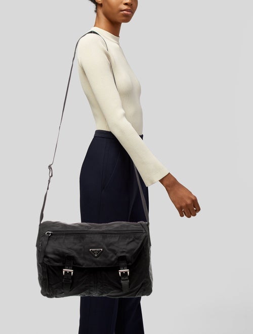 Prada Enameled Metal Triangle Shoulder Bag