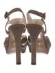 Prada Suede Leather Trim Embellishment T-Strap Sandals