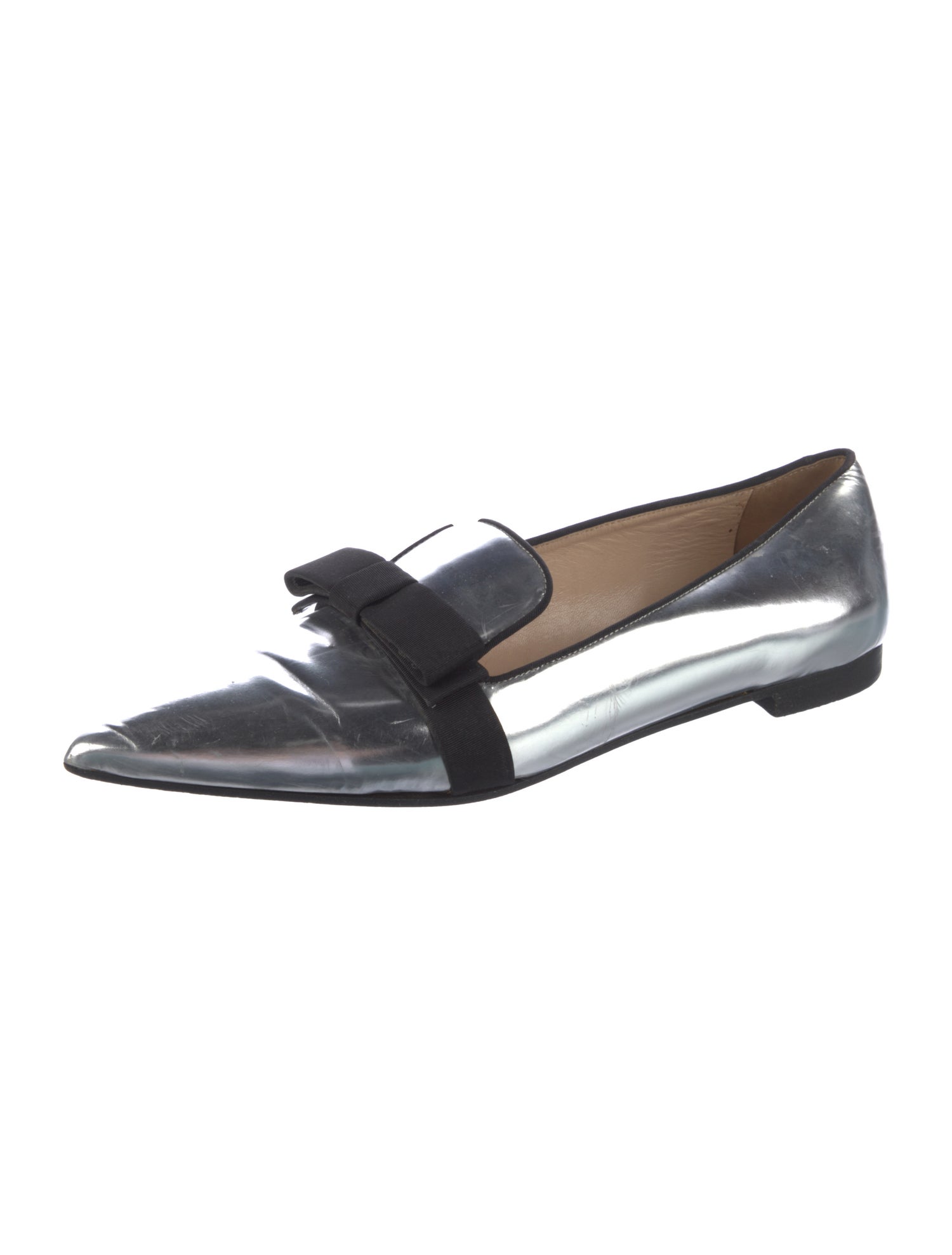 Prada Leather Bow Accents Loafers
