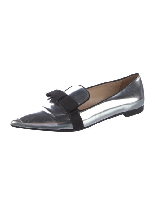 Prada Leather Bow Accents Loafers