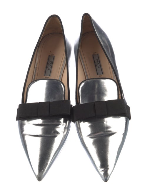 Prada Leather Bow Accents Loafers