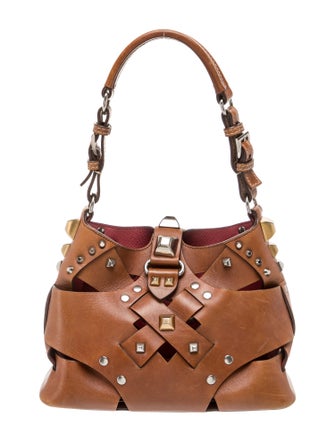 Prada Enameled Metal Triangle Shoulder Bag