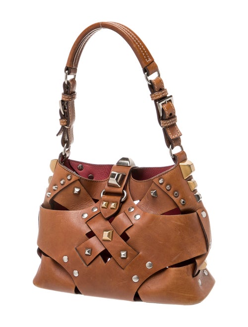 Prada Enameled Metal Triangle Shoulder Bag