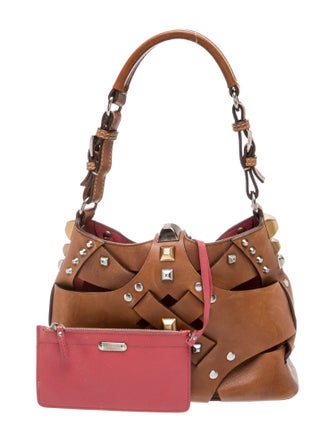 Prada Enameled Metal Triangle Shoulder Bag