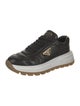 Prada Enameled Metal Triangle Leather Sneakers