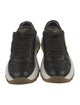 Prada Enameled Metal Triangle Leather Sneakers