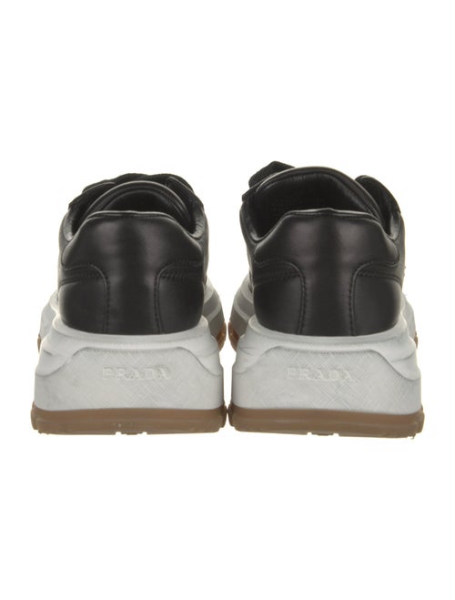 Prada Enameled Metal Triangle Leather Sneakers