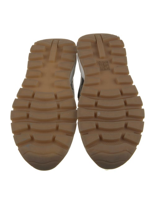 Prada Enameled Metal Triangle Leather Sneakers