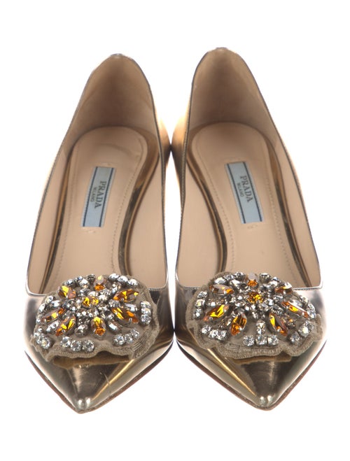 Prada Patent Leather Crystal Embellishments Pumps