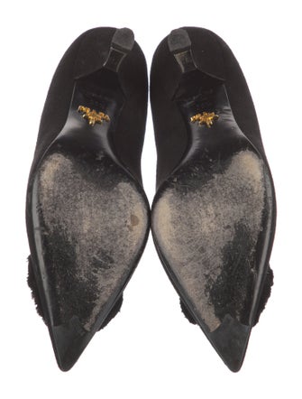 Prada Suede Crystal Embellishments Pumps