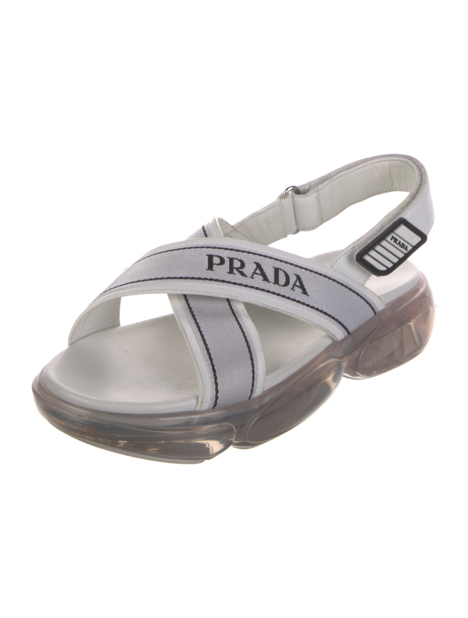 Prada Leather Printed Slingback Sandals