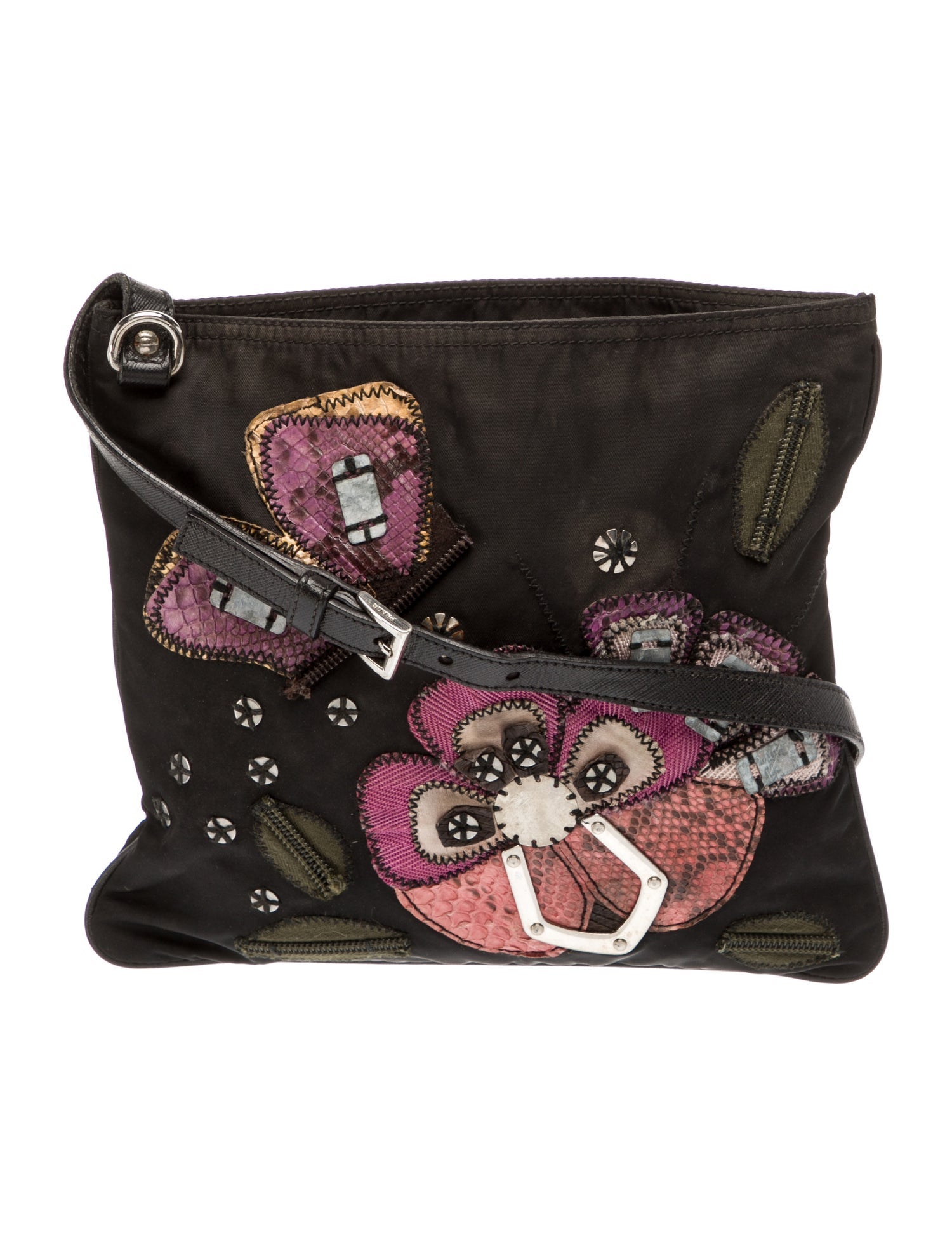 Prada Enameled Metal Triangle Messenger Bag