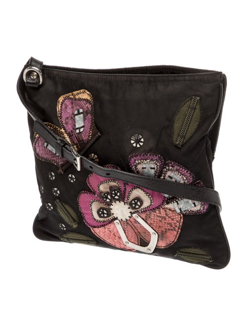 Prada Enameled Metal Triangle Messenger Bag