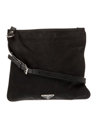 Prada Enameled Metal Triangle Messenger Bag