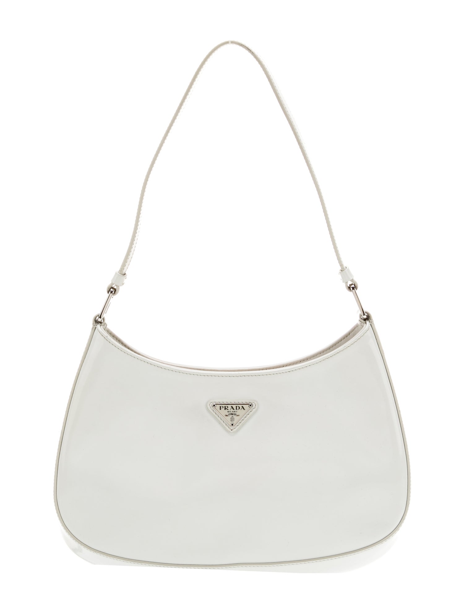 Prada Enameled Metal Triangle Cleo