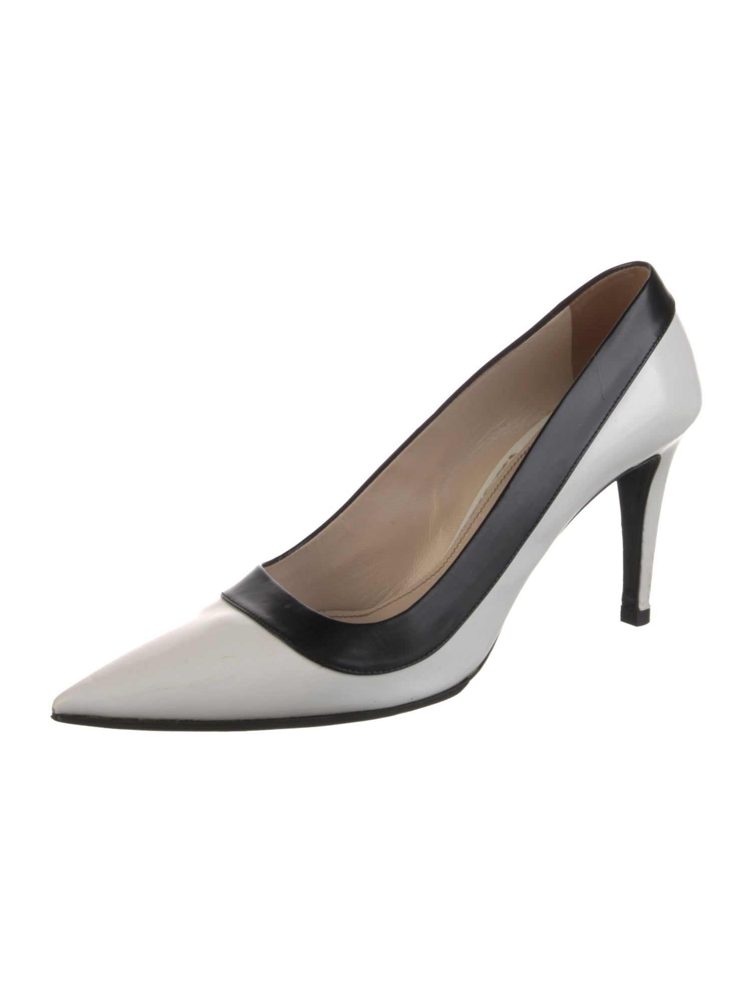 Prada Patent Leather Colorblock Pattern Slingback Pumps