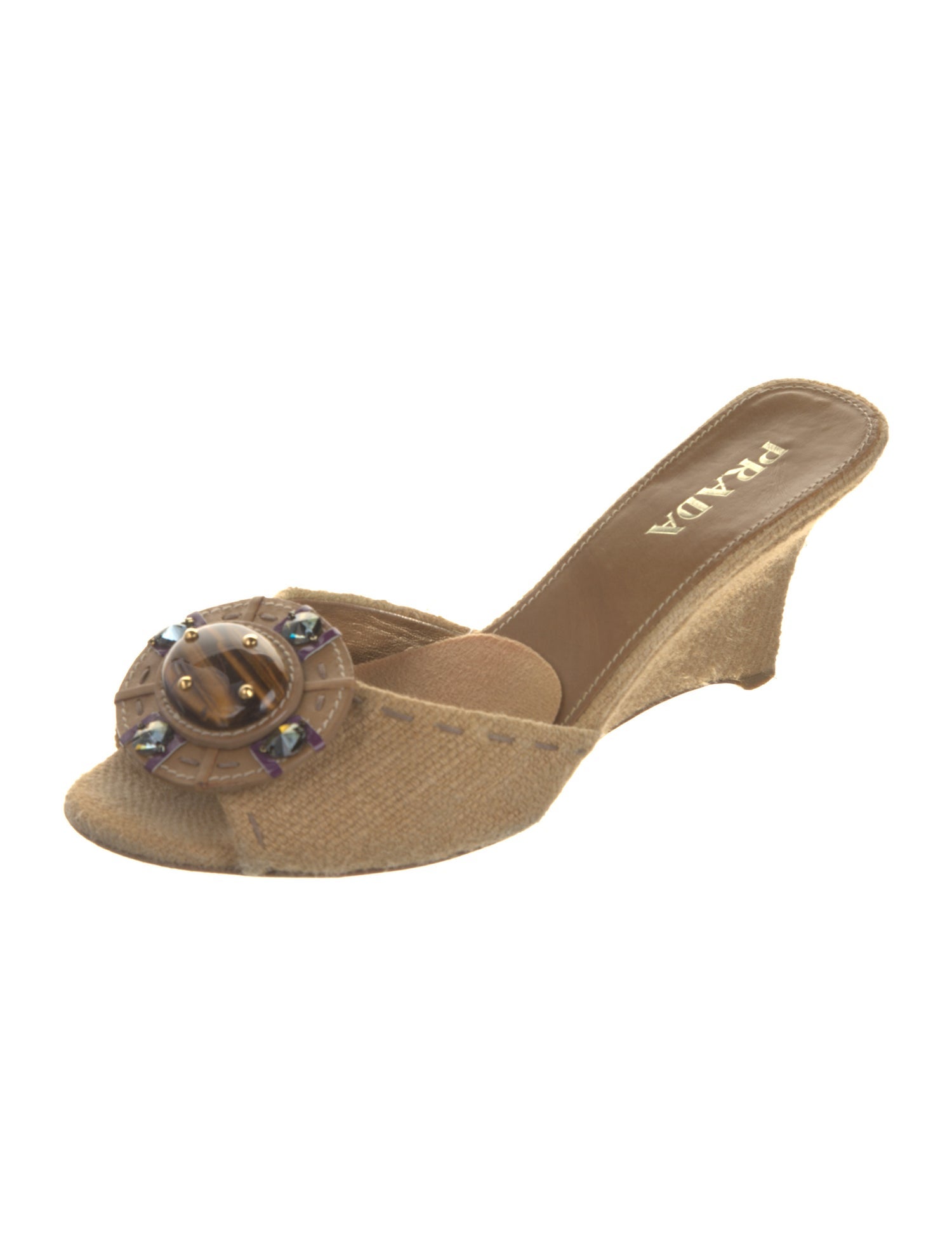 Prada Vintage Crystal Embellishments Mules