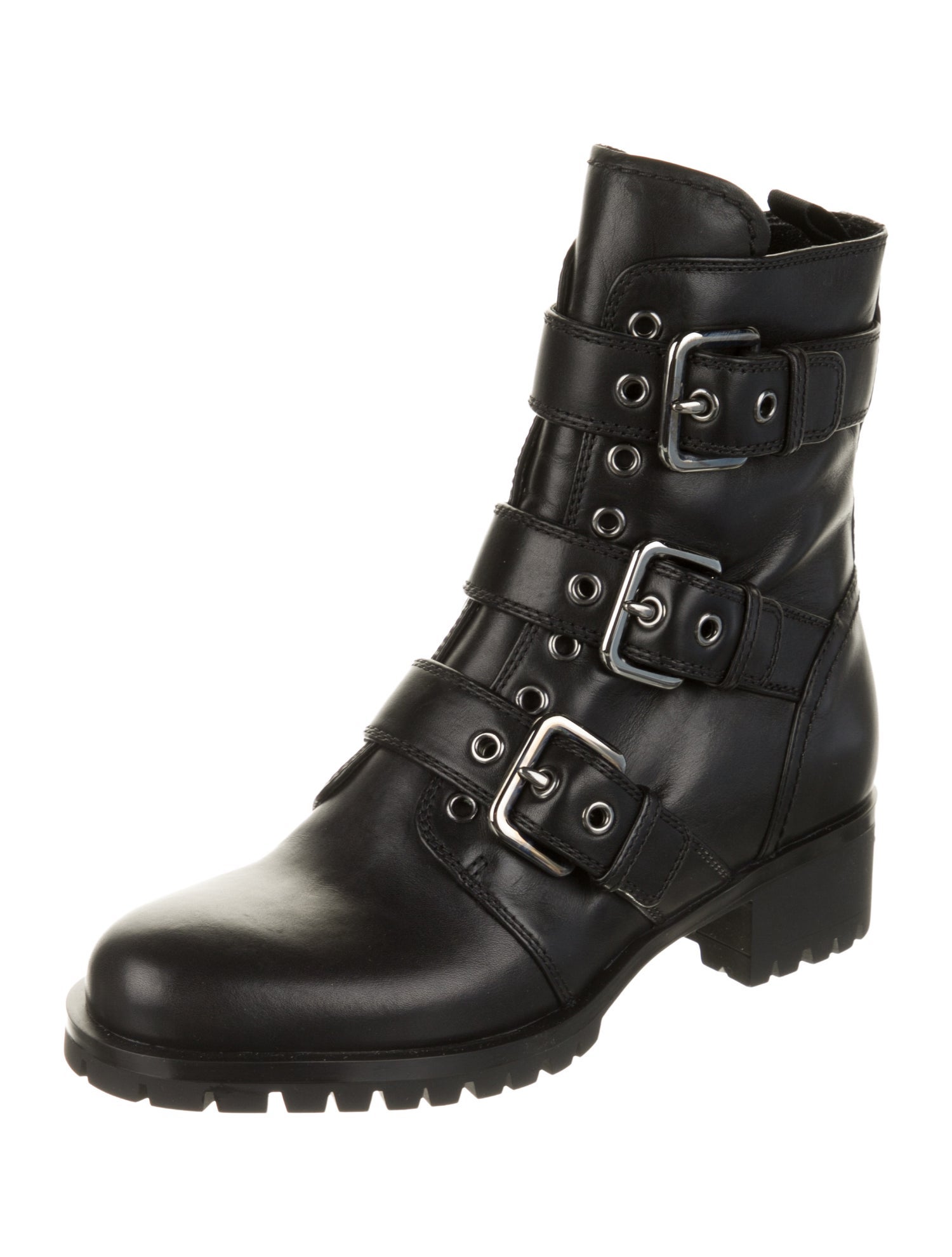 Prada Leather Combat Boots