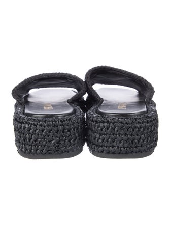 Prada Enameled Metal Triangle Raffia Espadrilles